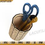 Portalápices de Corte Láser | Caja Circular Estilo Árbol para Decoración de Escritorio CNC