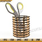 Caja Redonda Decorativa de Flores para Corte Láser CNC | Portalápices Cilíndrico Personalizado