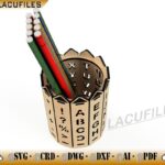 Porta lapiceros de madera para corte láser - Caja de almacenamiento personalizada de oficina