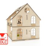 Casa de muñecas de 2 pisos para corte láser - Diseño creativo y almacenamiento ajustable