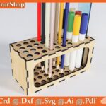 Soporte de lapiceros y plumones para corte láser | Caja de almacenamiento estudiantil