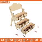 Repisa de 3 pisos para corte láser - Vectores decorativos para fiestas y eventos festivos