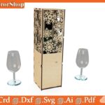 Caja de Vino de Corte Láser Temática Navideña - Plantillas CNC para Regalos Creativos
