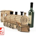 Corte láser tren: archivo Glowforge para caja de vino creativa y regalo personalizado