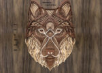Archivo de corte láser de lobo en capas para proyectos creativos y decorativos