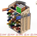 Organizador de Escritorio para Plumones y Lápices - Diseño Personalizado para Corte Láser