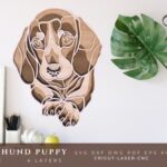 Cachorro de Dachshund Bonito para Cortes de Láser - Plantillas y Diseños Personalizados