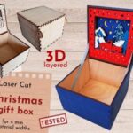 Caja de regalo de Navidad 3D - Diseño SVG cortado con láser para manualidades y decoraciones