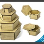 Conjunto de cajas hexagonales personalizadas para corte láser - DIY y decorativas