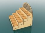 Archivos vectoriales para stands de corte láser en madera | Diseño personalizable - Imagen 3