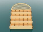 Archivos vectoriales para stands de corte láser en madera | Diseño personalizable - Imagen 2