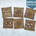 Set de 6 posavasos Celtas para Corte Láser - Archivos SVG, PDF y CDR