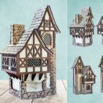 Corte láser 3D miniatura casa medieval - Archivo DXF/SVG para Glowforge y cortadoras láser