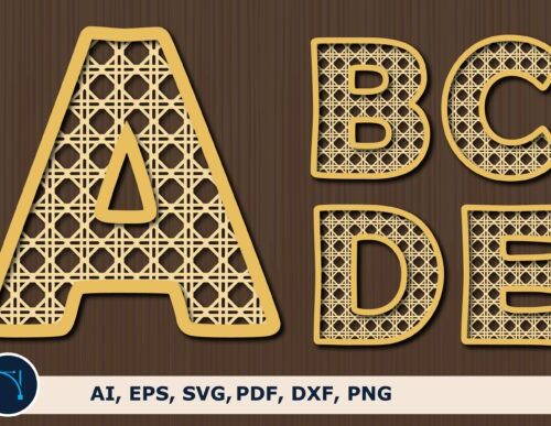 Alfabeto A-Z en Caña de Ratán para Corte Láser - Letras Decorativas Personalizadas