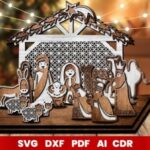 Escena de Natividad SVG para Corte Láser - Diseño Personalizado y Detallado Ideal para Decoraciones Navideñas