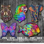 Rompecabezas de madera personalizables - Plantillas SVG para corte láser de animales originales
