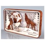 Libro para colorear lobos en 3D - Archivo vectorial de corte láser ecológico y creativo.