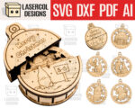 Caja de Adornos Navideños en Formatos SVG, DXF, PDF y Ai para Corte Láser en Glowforge