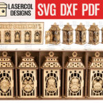 Juego de farolillos navideños para corte láser | Archivos SVG, DXF, PDF y Ai para Glowforge