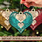 Adorno Láser de Alas de Ángel SVG para Cricut - Regalo de Simpatía y Condolencia