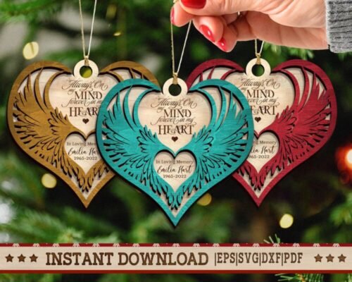 Adorno Láser de Alas de Ángel SVG para Cricut - Regalo de Simpatía y Condolencia