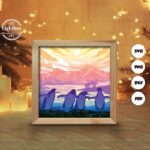 Plantilla de corte láser para caja de sombra de pingüino - Diseño creativo en papel adaptable - Imagen 2