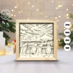 Plantilla de corte láser para caja de sombra de pingüino - Diseño creativo en papel adaptable