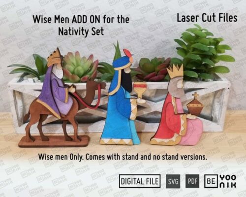 Complemento Reyes Magos: Archivos SVG y PDF para Corte Láser en Decoración Navideña