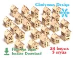 Casas de Adviento para Corte Láser - Archivos SVG, DXF y AI - Calendario de Navidad Decorativo