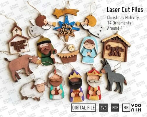 Archivos de Corte Láser Navidad en SVG y PDF - Decoraciones Cristianas para Glowforge