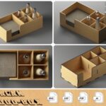 Perchero de especias y servilletero de madera | Organizador de cocina cortado a láser - Archivos SVG, DXF, CDR