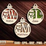 Bolsas de Navidad SVG | Monogramas y Adornos de Muñeco de Nieve para Corte Láser