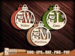 Bolsas de Navidad SVG | Monogramas y Adornos de Muñeco de Nieve para Corte Láser - Imagen 2