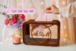 Tarjeta de boda caja SVG para corte láser - Archivos Dxf, Cdr, Eps para descarga instantánea