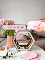 Tarjeta de boda caja SVG para corte láser - Archivos vectoriales descargas instantánea - Crea tu diseño personalizado - Imagen 2