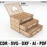 Joyero de Madera Cortado con Láser para Mujer con Cajones - Archivos Vectoriales para Corte láser