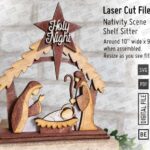 Escena de la Natividad en SVG y PDF para Corte Láser - José y Niño Jesús, Decoración Navideña Glowforge