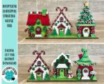 Casas de Navidad Divertidas en SVG para Glowforge - Pueblo de Papá Noel Artístico