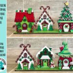 Casas de Navidad Divertidas en SVG para Glowforge - Pueblo de Papá Noel Artístico