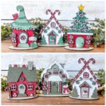 Casas de Navidad Divertidas en SVG para Glowforge - Pueblo de Papá Noel Artístico - Imagen 5