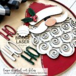 Corte láser SVG para colgador de puerta de Navidad, diseño redondo de Santa listo para usar - Imagen 2