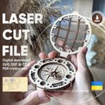 Brújula de Santa Claus - Diseño SVG para corte láser en madera 3D con código QR rastreador