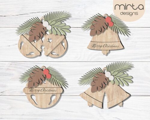 Adorno Navideño Vintage de Campana y Cascabel para Corte Láser - Archivo SVG para Glowforge