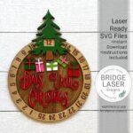 Árbol de Navidad: archivo SVG de cuenta regresiva para corte láser Glowforge, días hasta Navidad