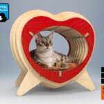 Cama de gato en archivos SVG y DXF para corte láser y plasma - Diseño de casa para mascotas