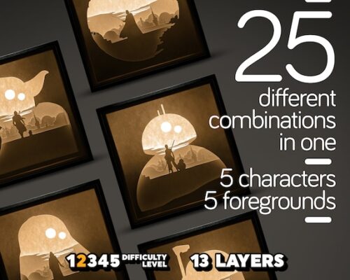 Combo de Plantillas SVG para Cortes Láser Star Wars - 25 Escenas 3D para Decoración de Pared