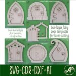Puertas de Hadas Corte Láser SVG - Plantillas de 2 Capas para Ventanas y Aldabas, Descarga Instantánea