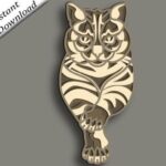Plantilla Laser 3D de Gato Mandala para Cortar con Glowforge - Archivos SVG Vectoriales Decorativos