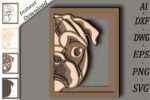 Plantilla 3D Perro Pug Dog para Corte Láser - Archivo SVG Multicapa para Glowforge y CNC Decorativo