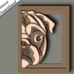 Plantilla 3D Perro Pug Dog para Corte Láser - Archivo SVG Multicapa para Glowforge y CNC Decorativo